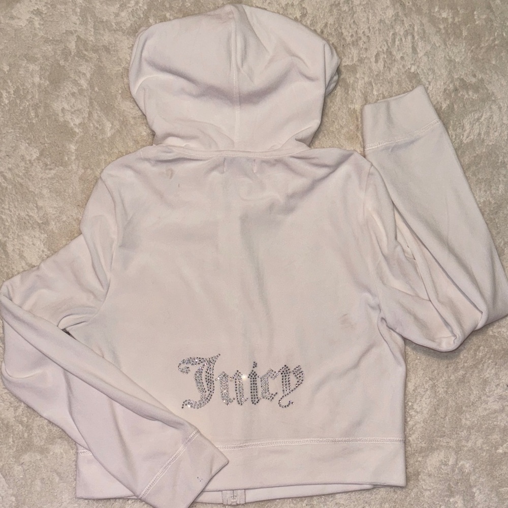 White Juicy zip up jacket with rhinestone logo
